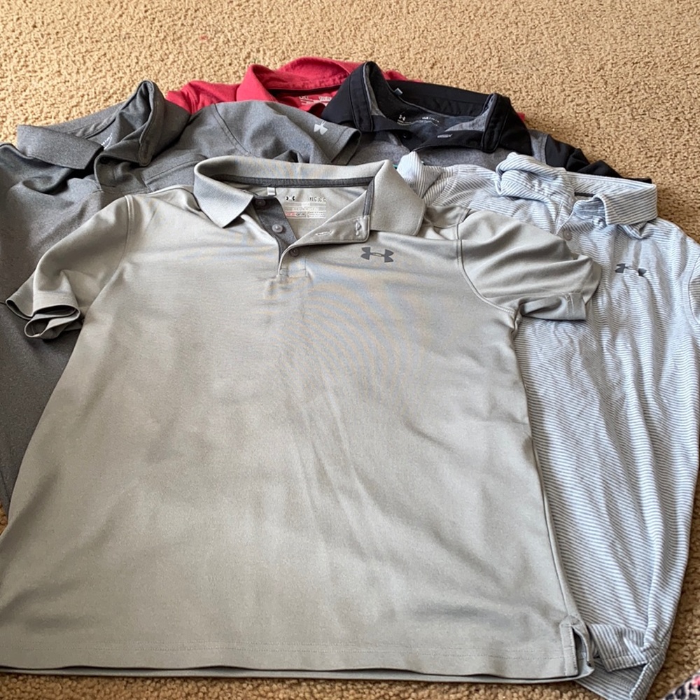 5 under armour boys polo shirts size large